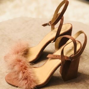 Feathery block heels